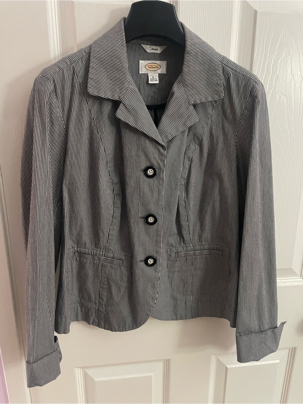 Talbots Black and White Pinstripe Blazer